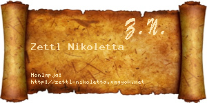 Zettl Nikoletta névjegykártya